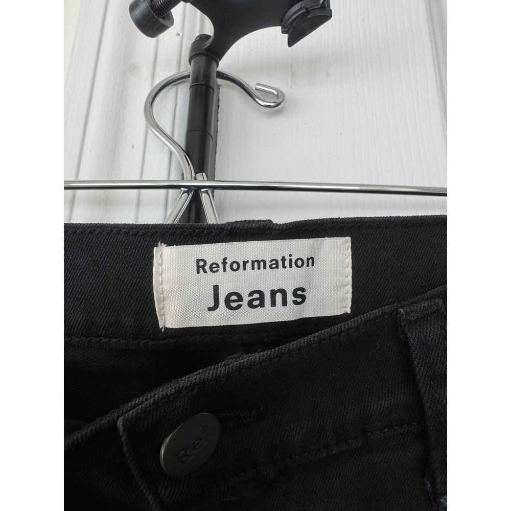 Reformation‎ Liza High Straight Jean Black Destroyed Distressed Raw Hem Size 28 - Picture 4 of 8